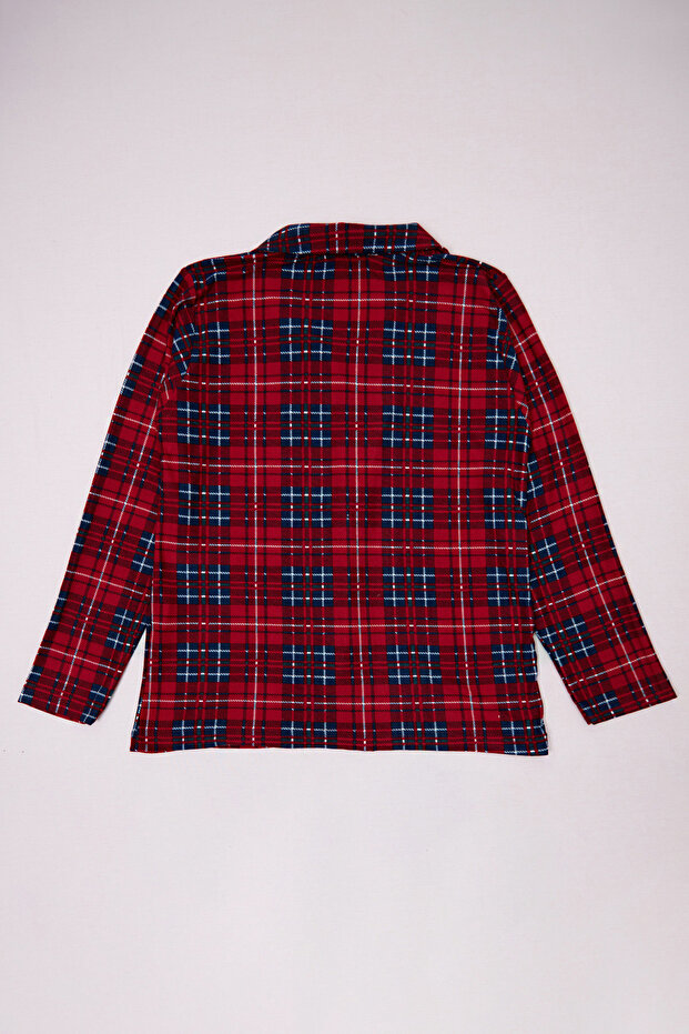 Ekose Desenli Süet Kız Çocuk Pijama Takımı - 4