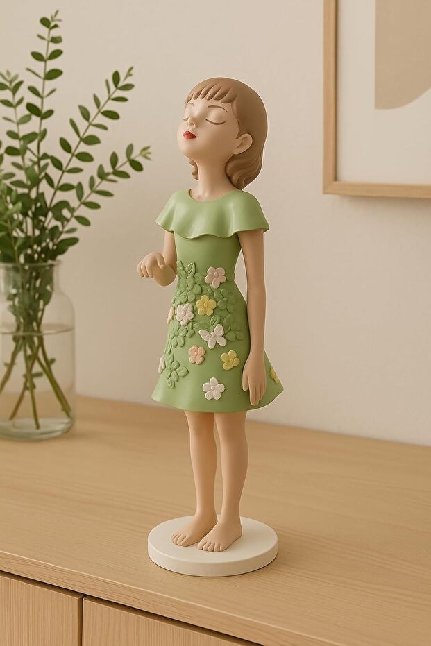 DECOR ITEM LADY STANDING-GREEN