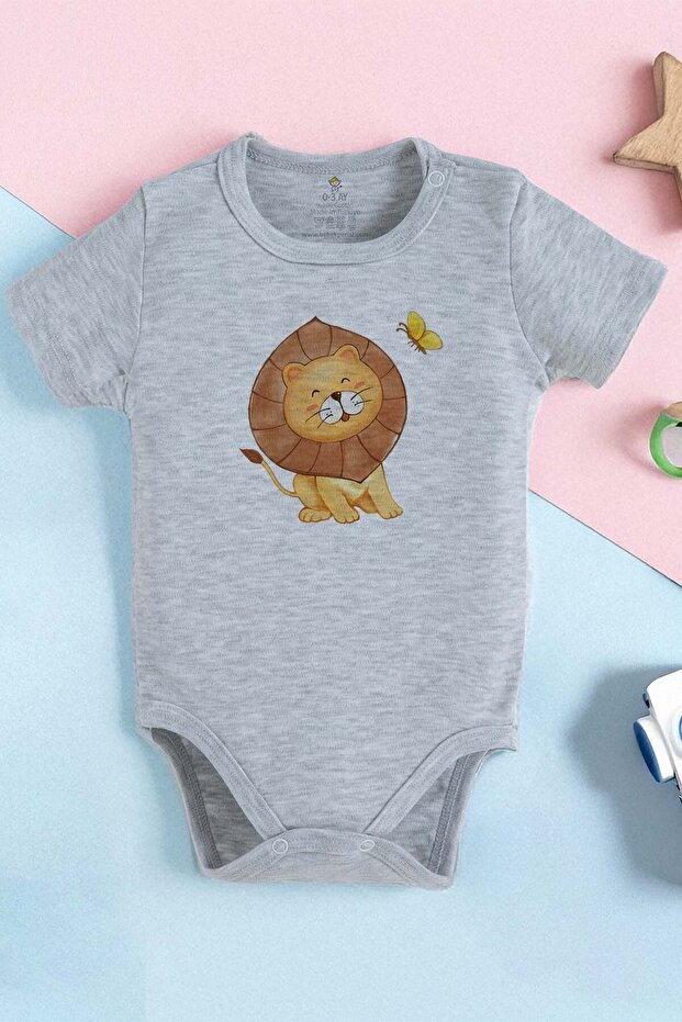 100% Cotton Organic Lion Design Baby Bodysuit