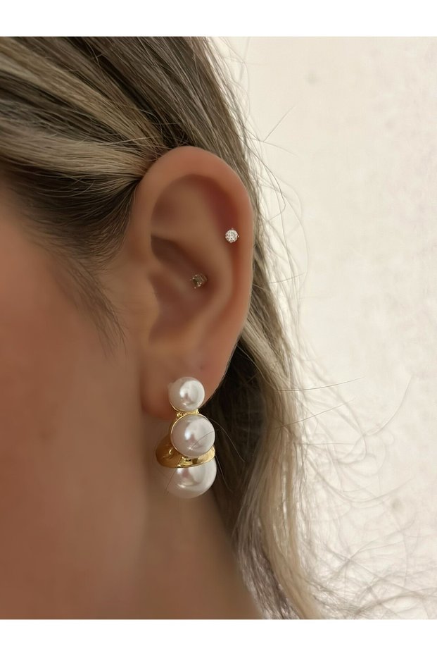 Pearl Detail Minimal Earring (Steel)