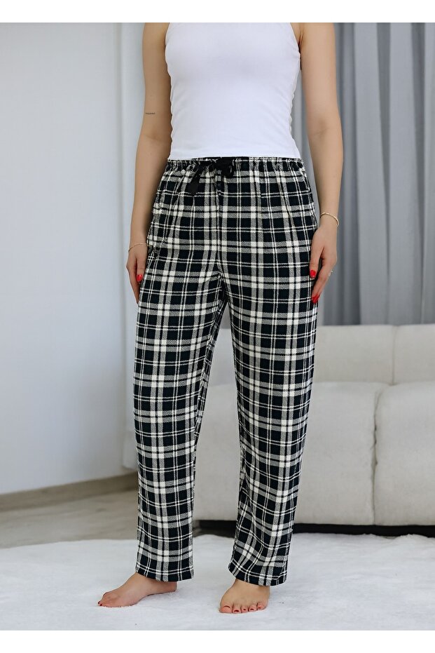 KADIN////R.E.L.A.X F.İ.T.///MİCRO SÜET NEFES ALABİLEN KUMAŞ//// BEL LASTİK_KURDELA DETAYLI PİJAMA - 1