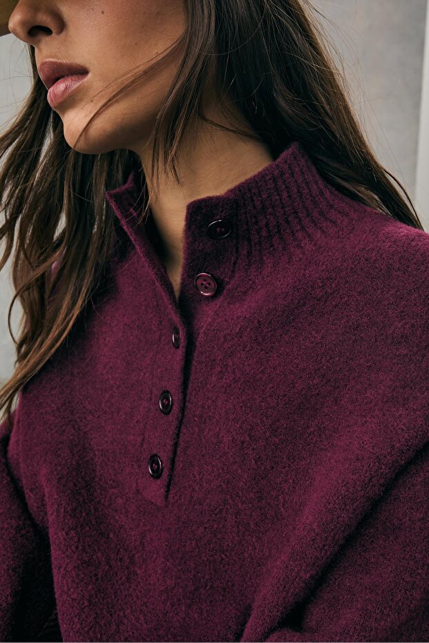 Düğmeli Örgü Kazak - 4