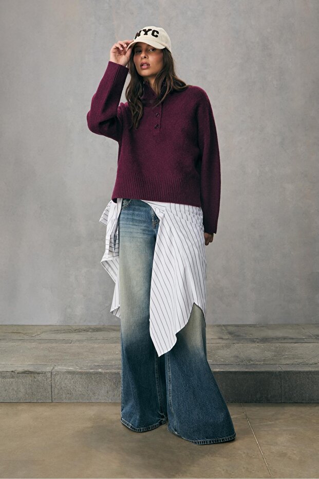 Düğmeli Örgü Kazak - 3