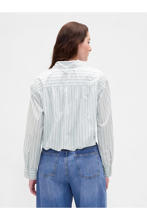 Kadın Açık Mavi Bubble Hem Gömlek - 4