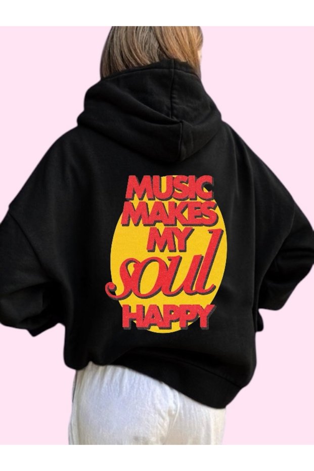 Unisex Soul Happy Colorful Custom Printed Cotton Oversize Hooded Sweatshirt