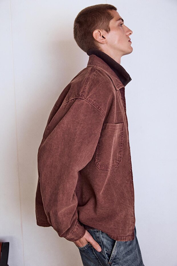 Fermuarlı Cepli Gömlek - 1