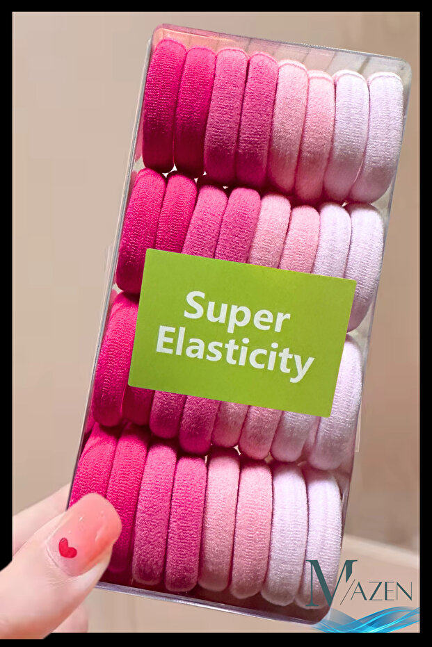 Pink Tones Super Elastic Hair Rubber Band 32-Pack | Compatible with Children and Adults | Soft Fabric Buckle Set