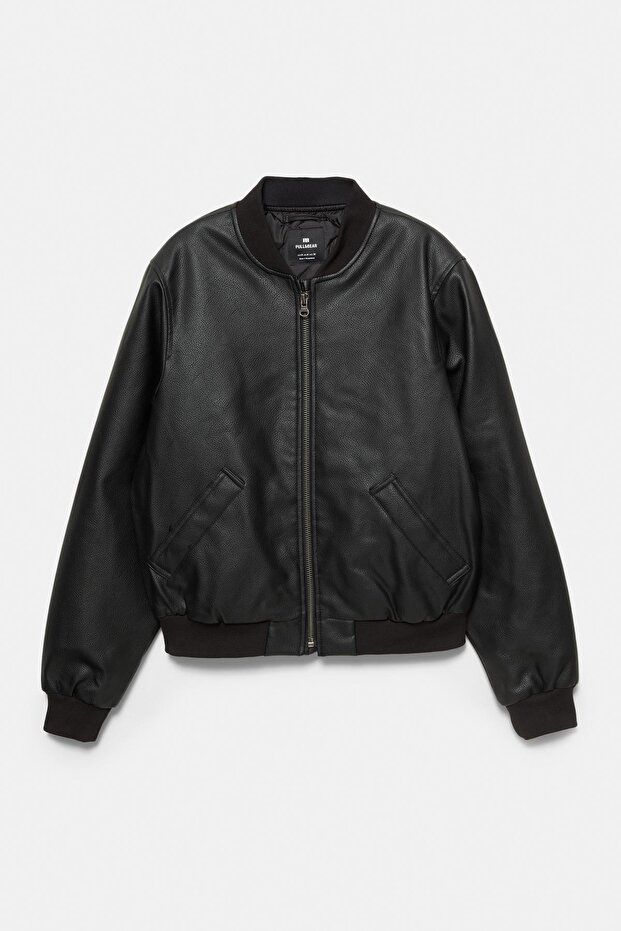 Suni Deri Bomber Ceket - 7