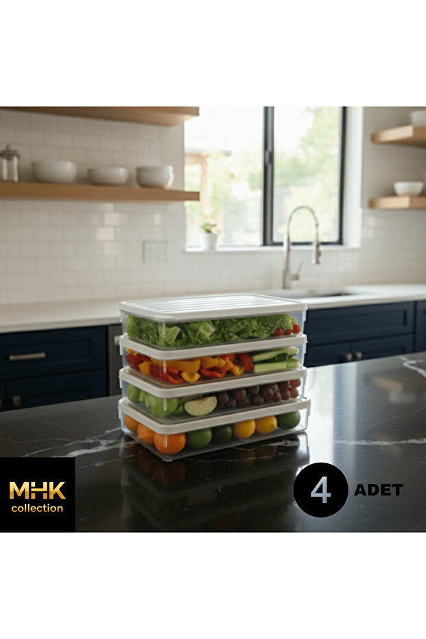 حاوية تخزين مستطيلة بغطاء بلاستيكي أبيض - 2