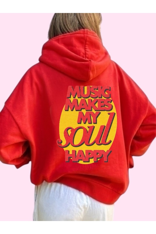 Unisex Soul Happy Colorful Custom Printed Cotton Oversize Hooded Sweatshirt