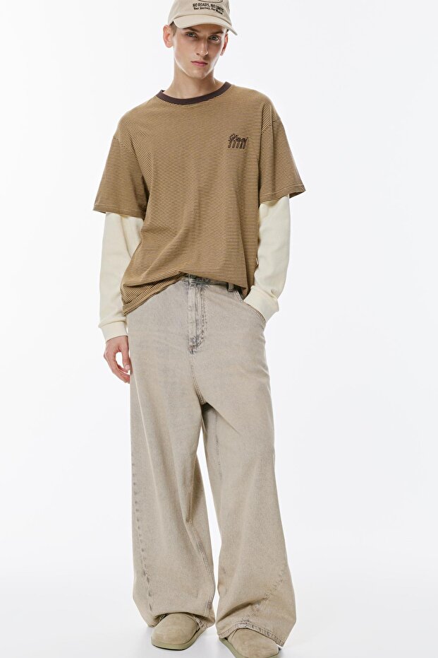 Çift Kollu Çizgili Tişört - 3