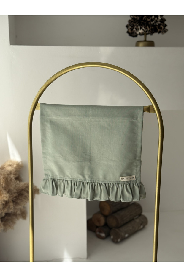 Minty Linen Frilly Dishcloth