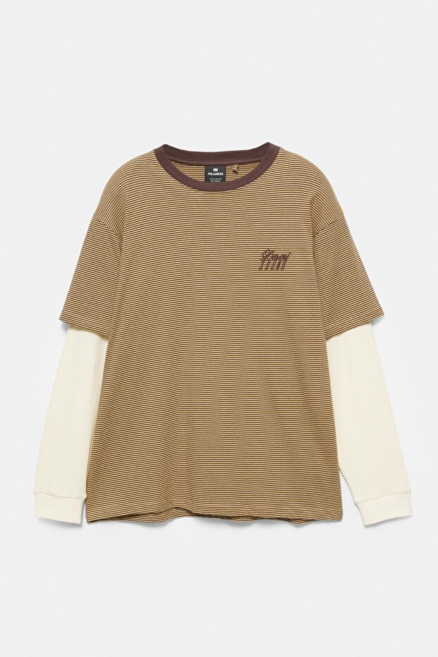 Çift Kollu Çizgili Tişört - 6