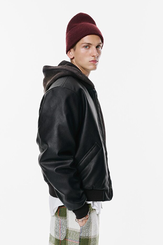 Suni Deri Bomber Ceket - 4