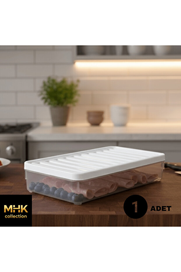 حاوية تخزين مستطيلة بغطاء بلاستيكي أبيض - 2