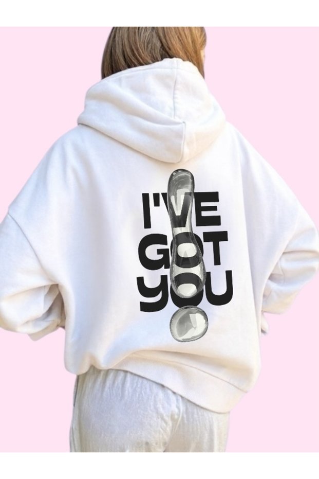 Unisex I'Ve Got You Colorful Custom Printed Cotton Oversize Hooded Sweatshirt