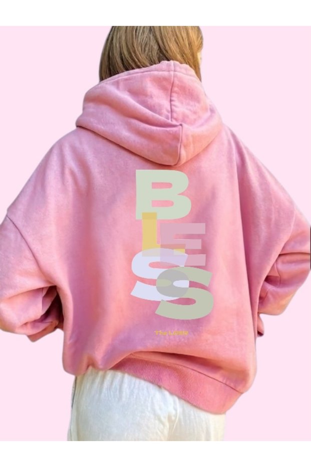Unisex Bless Colorful Custom Printed Cotton Oversize Hooded Sweatshirt