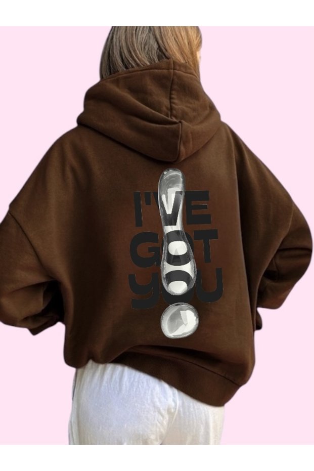 Unisex I'Ve Got You Colorful Custom Printed Cotton Oversize Hooded Sweatshirt
