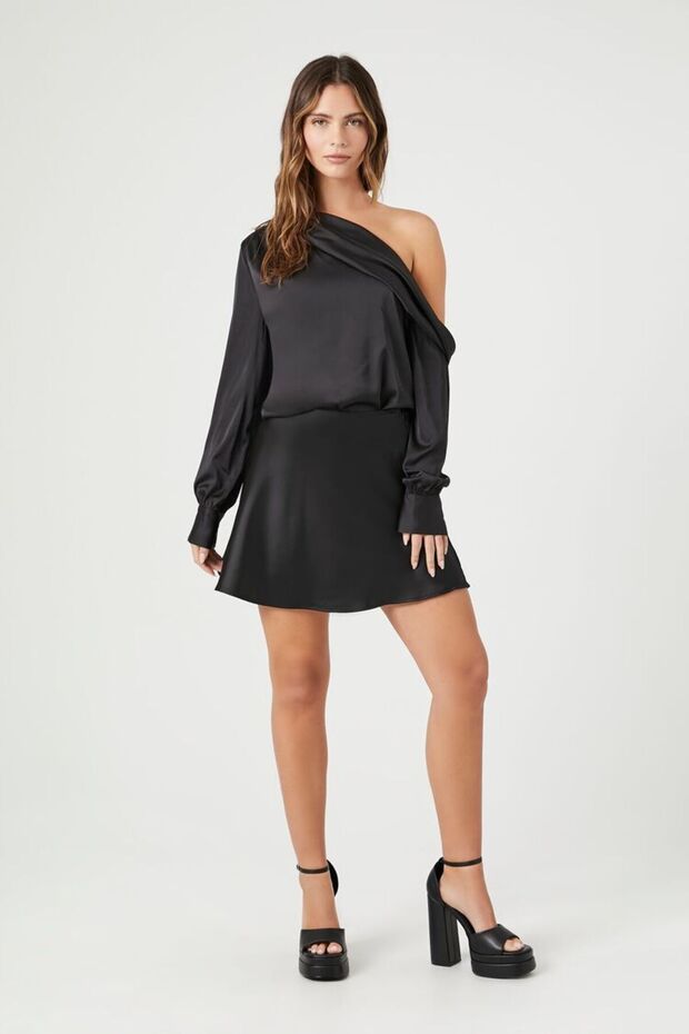 Tek Omuz Detayl Bluz - 1