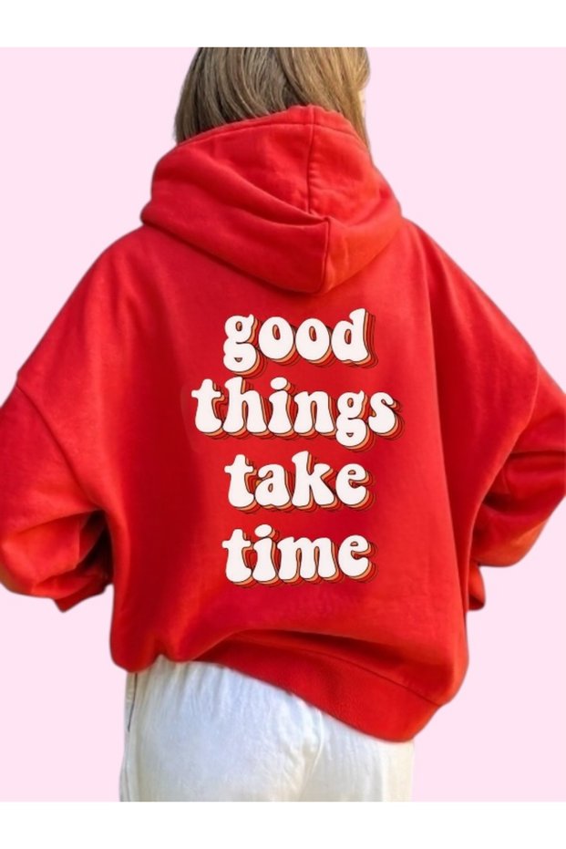 Unisex Good Things Colorful Custom Printed Cotton Oversize Hooded Sweatshirt