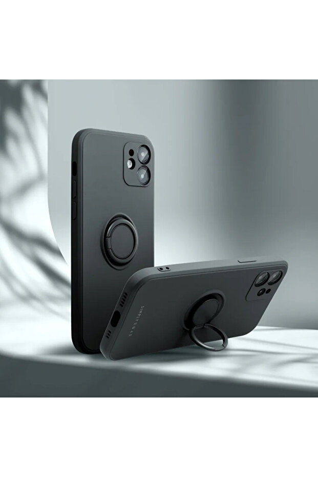 Premium Case for Apple iPhone 16, Microfiber Interior, Ring Holder, Camera Protection, Black - 3