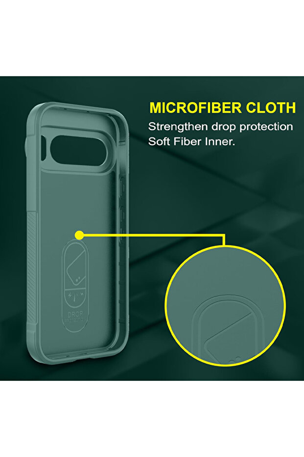 Husa Buffer cu Microfibra pentru Google Pixel 9 Pro, Flexible TPU, Verde - 5