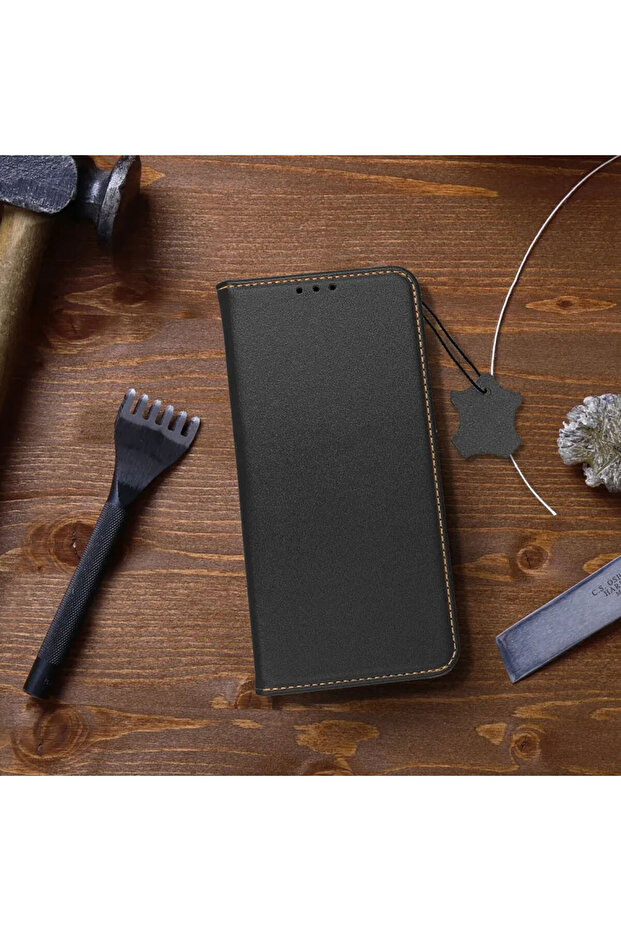 Genuine Leather Flip Case for Samsung Galaxy A25, Stand Function, Black - 5