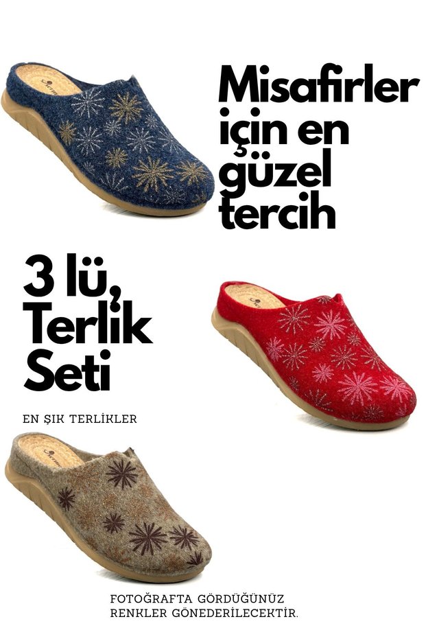Women's House Slippers – Set of 3 Poly Sole Lightweight Sole Warm House Slippers