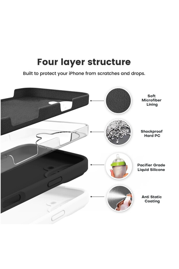 VelvetFlex Silicone Microfiber Protective Case for Apple iPhone 16 Plus, Black - 3