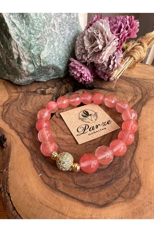 Strawberry Quartz Natural Stone Bracelet