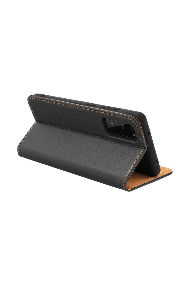 Genuine Leather Flip Case for Samsung Galaxy A25, Stand Function, Black - 3