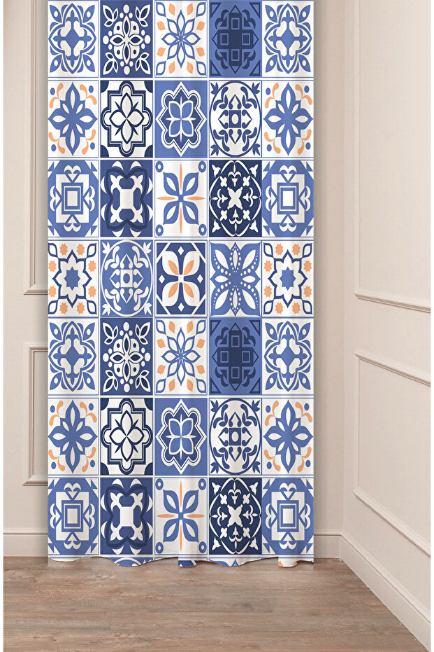 Authentic Anatolian Motifs Old Ancient Patterned Special Design Digital Printed (Single Wing) Stylish Background Curtain