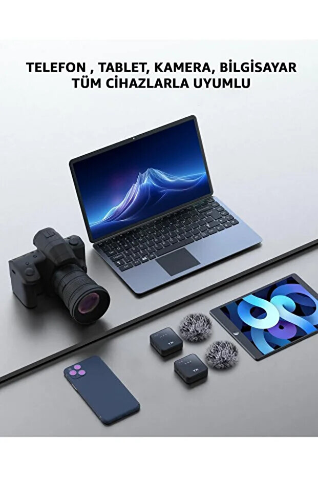 Kablosuz Yaka Mikrofonu Vlog , Video Çekimi , Ses Aktarımı Android - Type - C - iPhone Uyumlu - 4