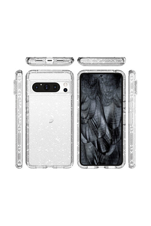 Dazzle TPU Case for Google Pixel 9, Sparkling Design, Transparent - 3