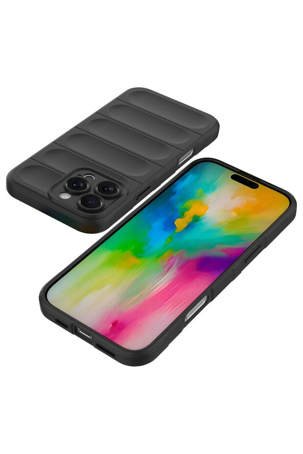 Buffer Case with Microfiber for Apple iPhone 16 Pro, Flexible TPU, Black - 4