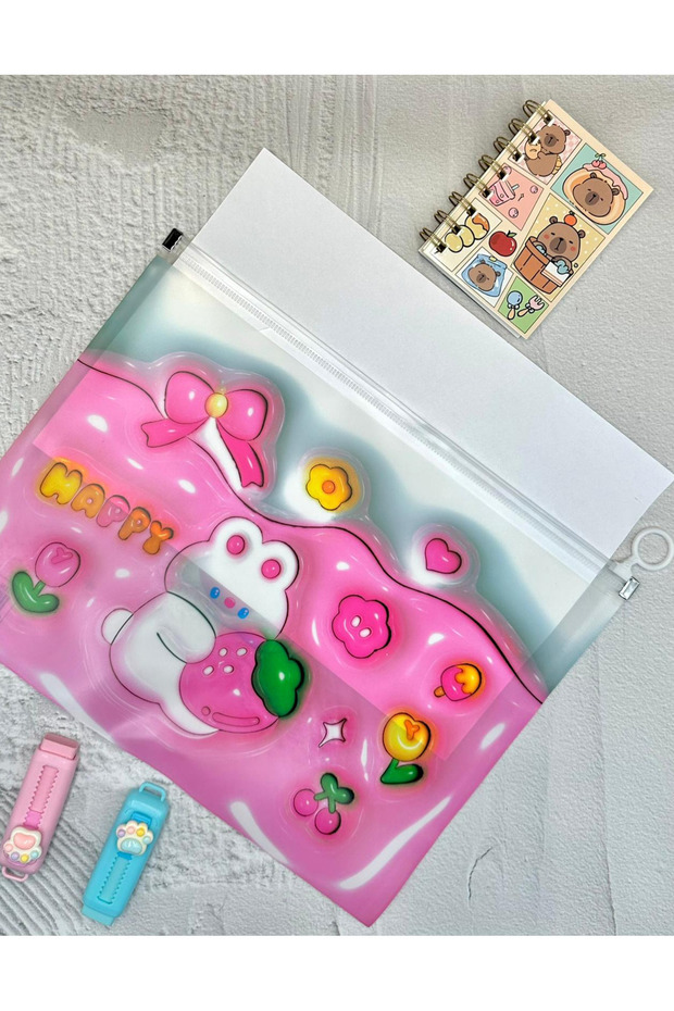 Rabbit Transparent Single Compartment A4 Zipper File Folder / Document File/Organizer Folder - 4