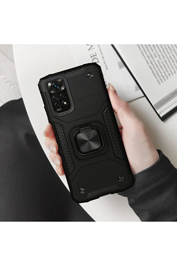 Armor Ring Case for Xiaomi Redmi 12C, Ring Support, Rugged Durable Case, Titanium Black - 6