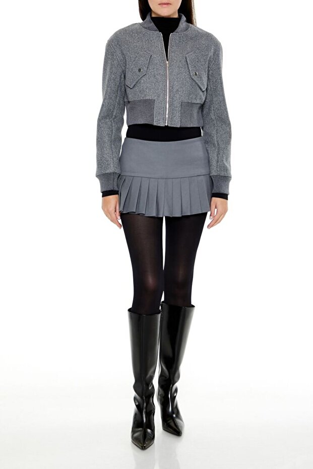 Fermuarlı Bomber Ceket - 4