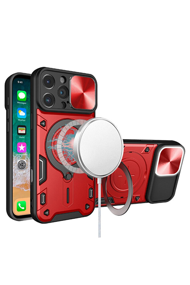 SurveilProRingLens Cover for Apple iPhone 16 Pro, Rotating Ring, Red - 4