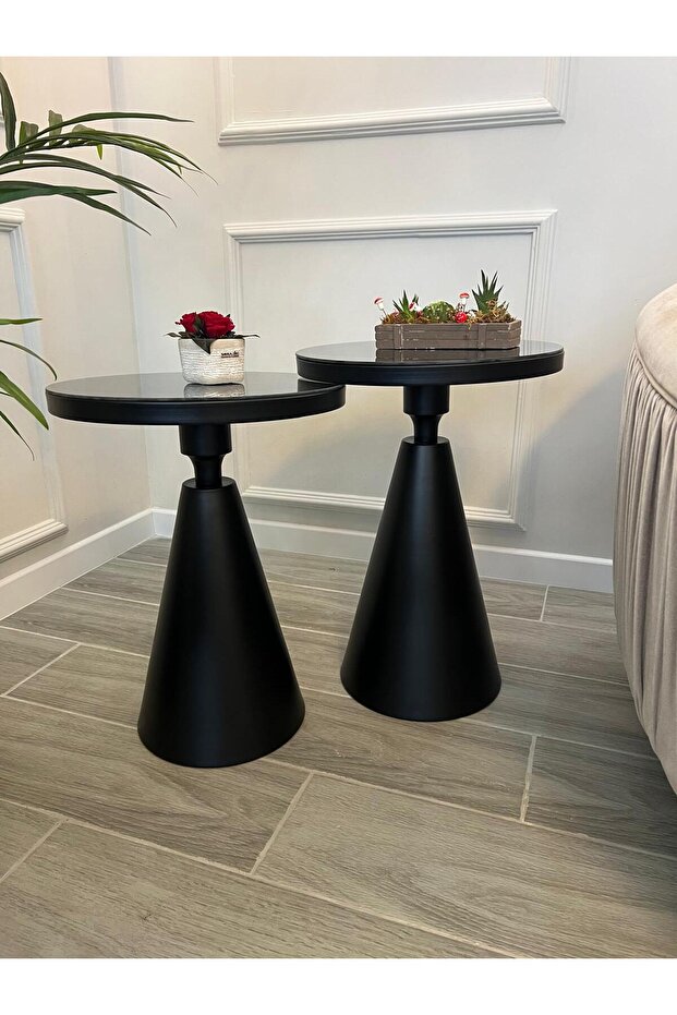 2Lİ CLASS SİYAH BOYALI YAN SEHPA - 1