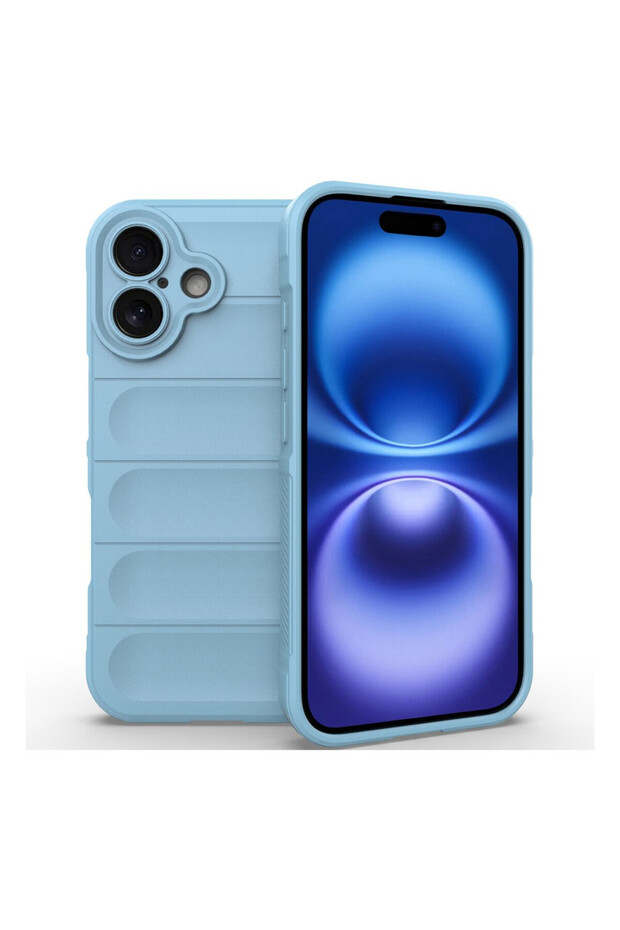 Buffer Case with Microfiber for Apple iPhone 16 Plus, Flexible TPU, Blue - 1