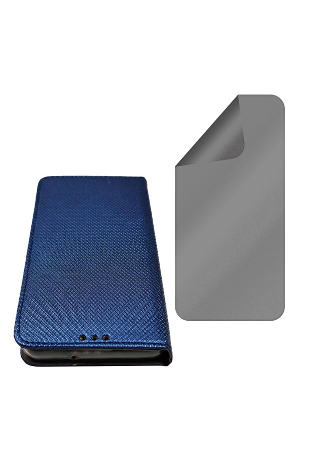 Flip Case and Privacy Silicone Film Set for Huawei P8 Lite, Texture Design, Blue - 6