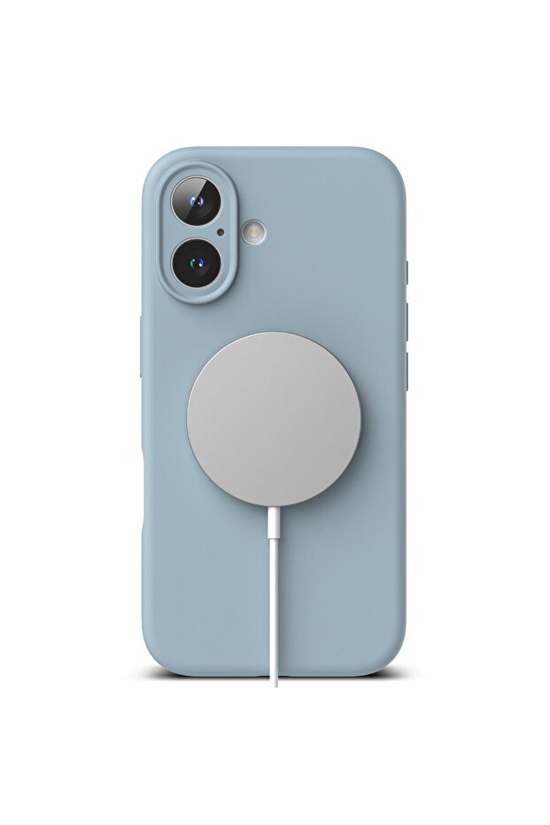 Smooth Silicone MagSafe Case with Microfiber for Apple iPhone 16 Plus, Blue - 2