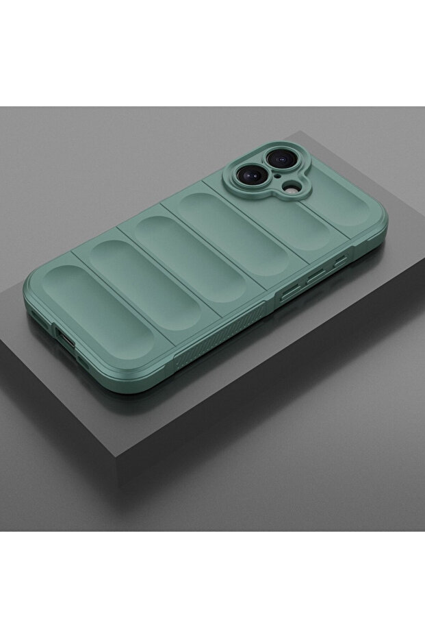 Buffer Case with Microfiber for Apple iPhone 16, Flexible TPU, Green - 4