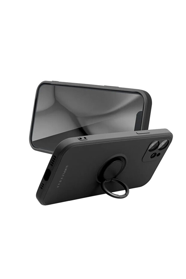 Premium Case for Apple iPhone 16, Microfiber Interior, Ring Holder, Camera Protection, Black - 5