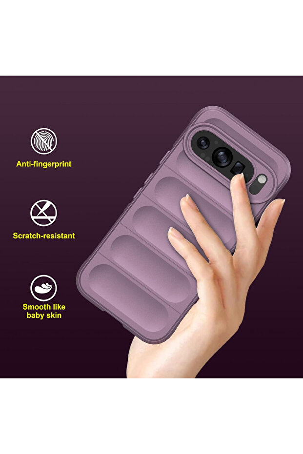 Buffer Case with Microfiber for Google Pixel 9 Pro XL, Flexible TPU, Purple - 5