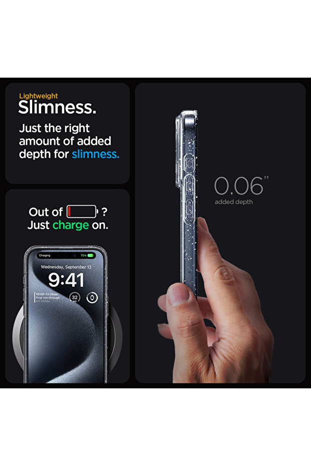 Dazzle TPU case for Apple iPhone 16 Pro, Sparkling Design, Transparent - 4