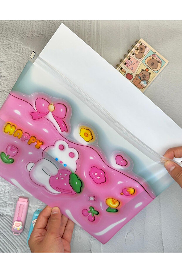 Rabbit Transparent Single Compartment A4 Zipper File Folder / Document File/Organizer Folder - 6