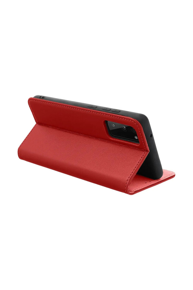 Genuine Leather Flip Case for Apple iPhone 16 Plus, Stand Function, Red - 2