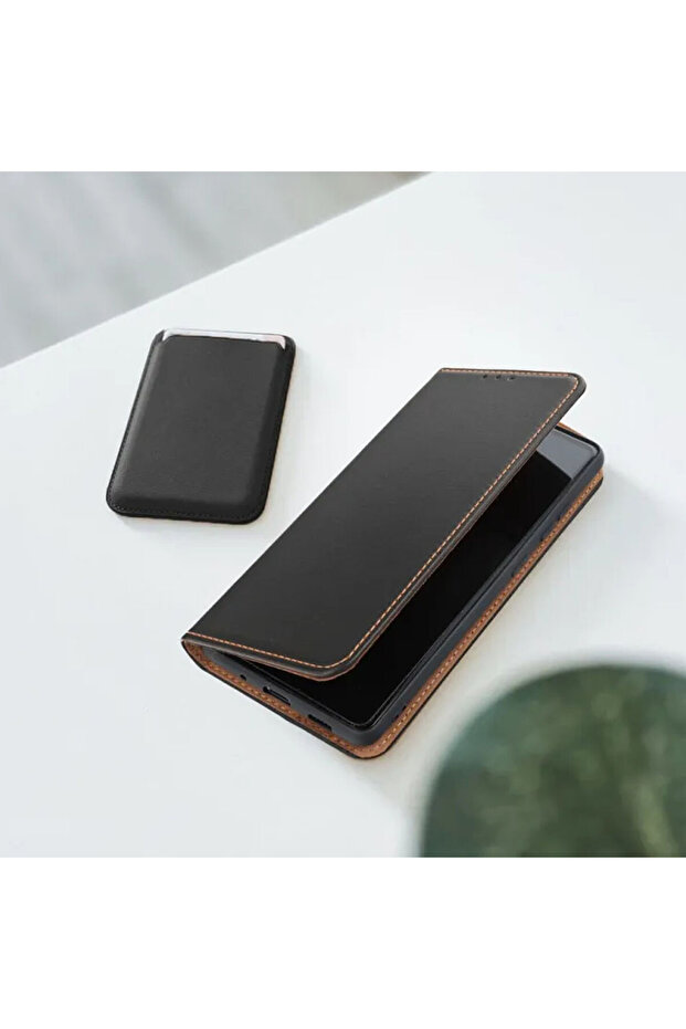 Genuine Leather Flip Case for Samsung Galaxy A25, Stand Function, Black - 6